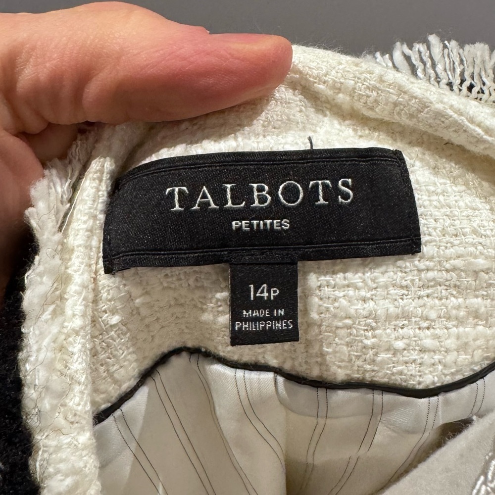 Tweed White and Black Lady Jacket from Talbot’s Sz 14 Petite - Picture 3 of 9